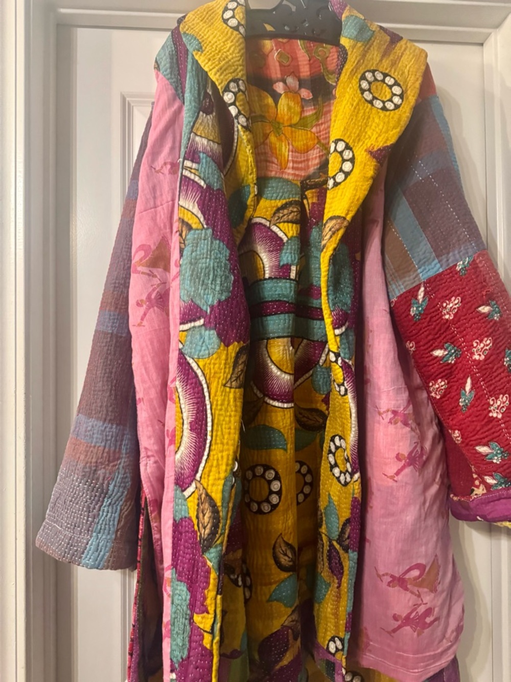 Vibrant Yellow Patchwork Quilt-Style Jacket - Picture 6 of 11